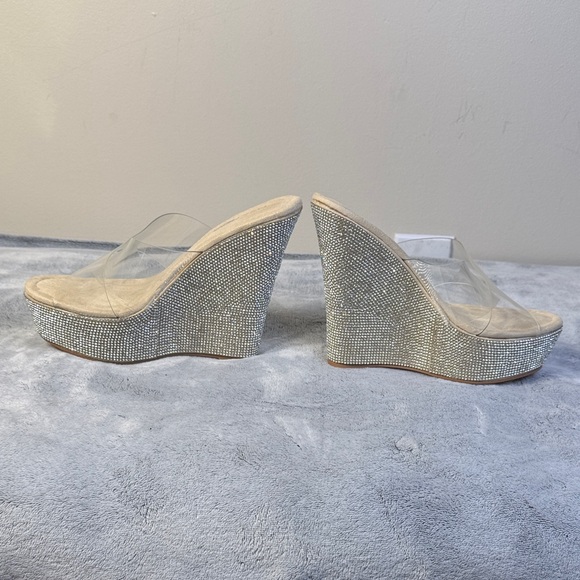NEW Fashion Nova “Always Ready” Rhinestone Wedges - Size 6.5 - Nude - NWOB - Picture 2 of 13